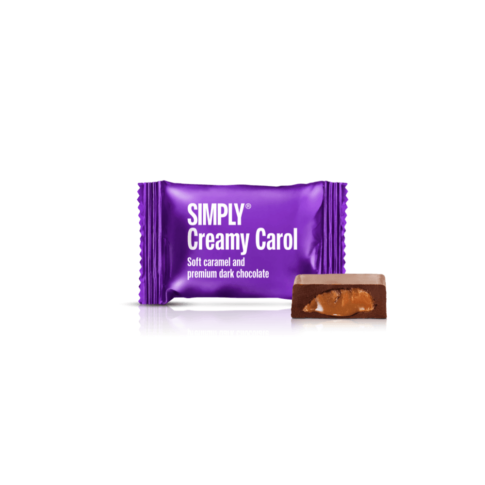 Billede af Creamy Carol - 75 stk. box | Blød karamel og mørk chokolade hos Simply Chocolate