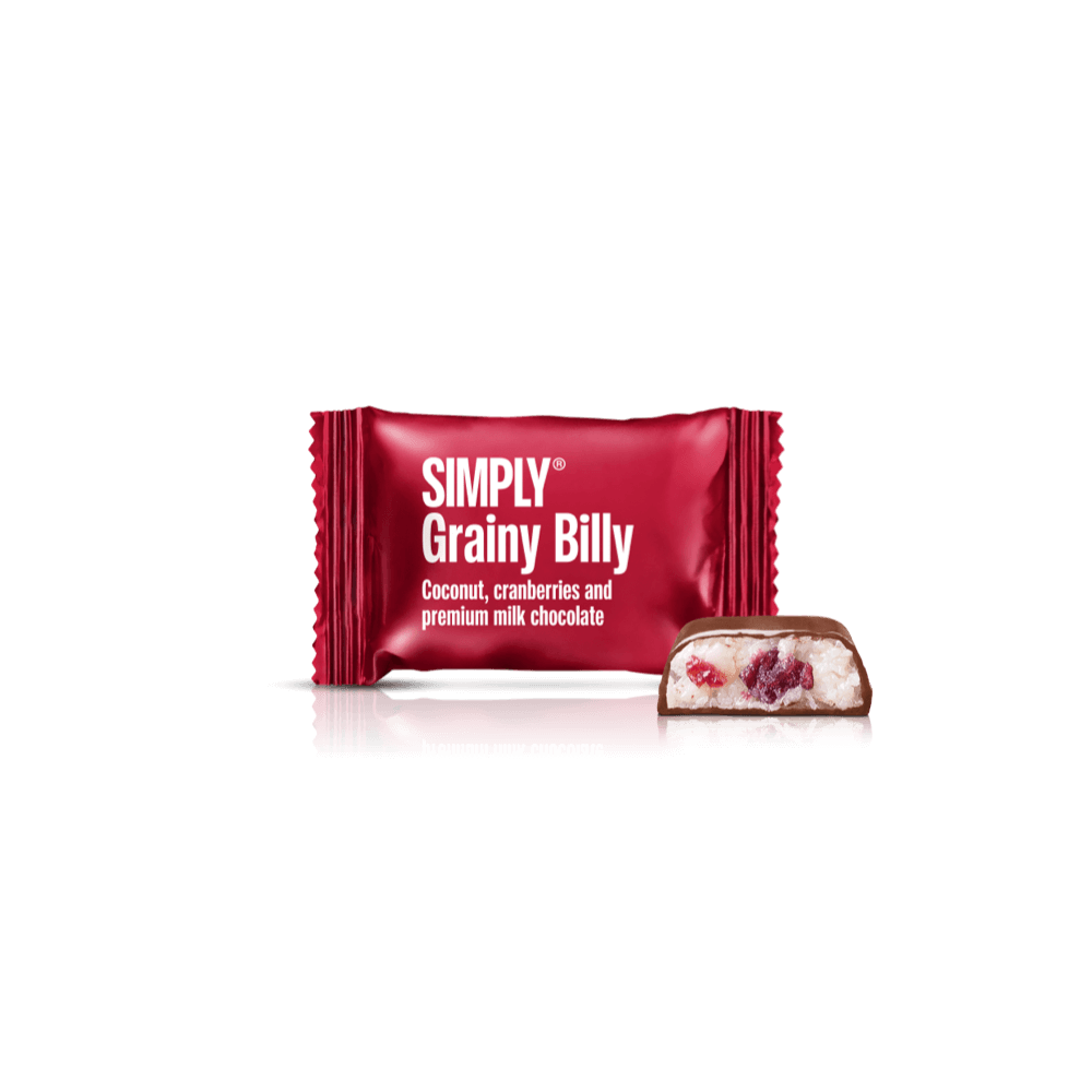 #3 - Grainy Billy - 75 stk. box | Kokos, tranebær og mælkechokolade