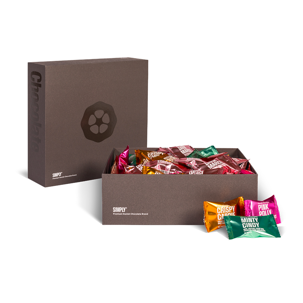 Se The Ultimate Box - Eksklusiv gaveæske | 80 stk. mix chokolade bites hos Simply Chocolate