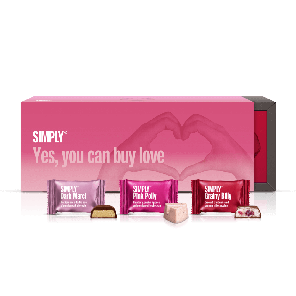 Billede af Yes you can buy love - Gaveæske m. 3 stk. Cubes | Dark Marci, Grainy Billy, Pink Polly