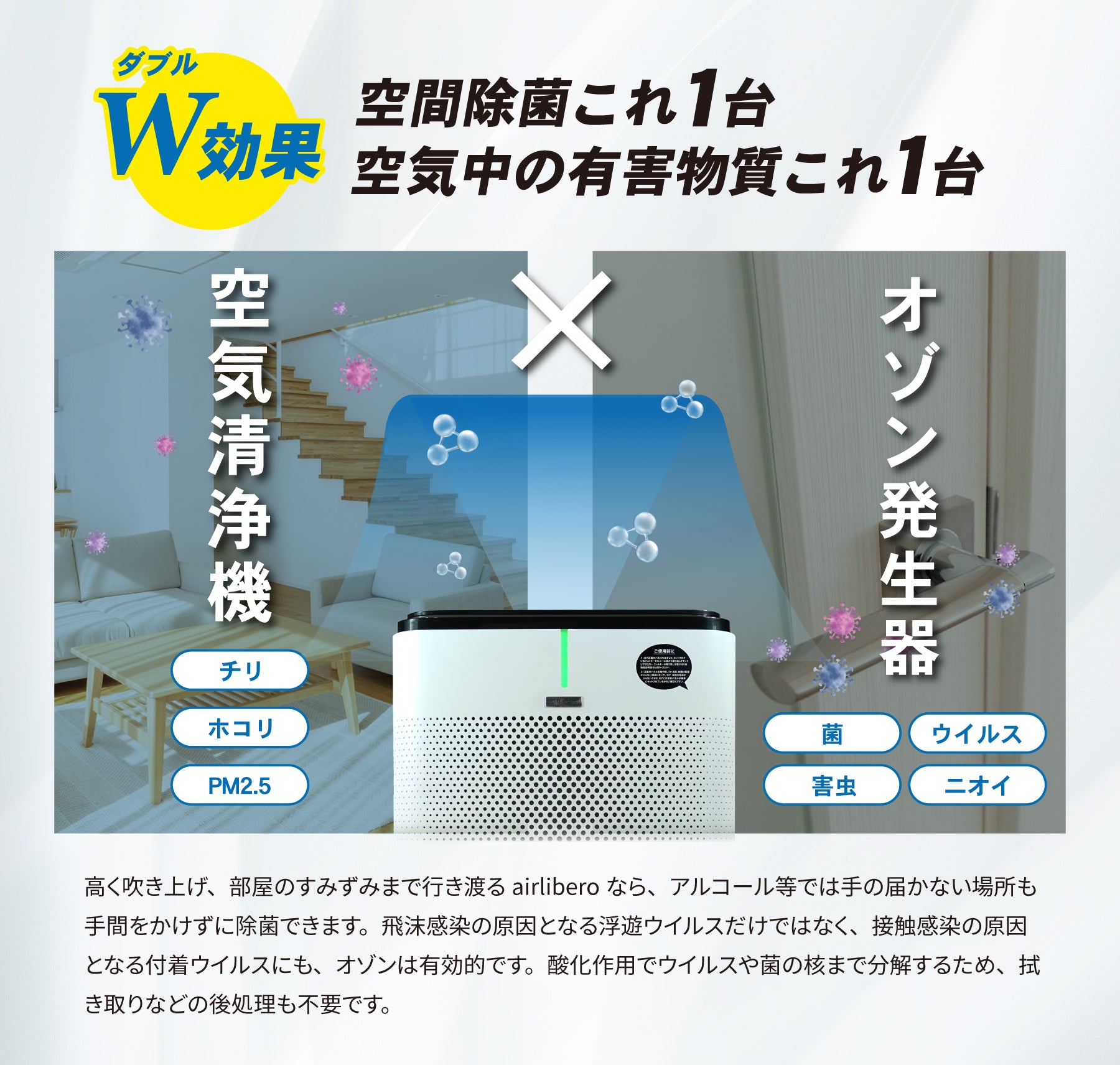 オゾン発生器付空気清浄機 エアリベロ - オゾンマート