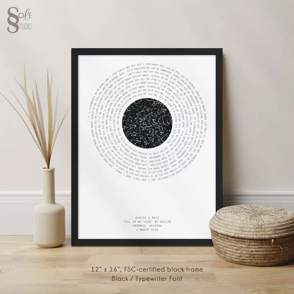 Personalized Song Lyric Star Map Print