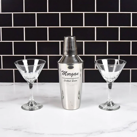Personalized Cocktail Glasses and Shaker Set | Shadow Breeze