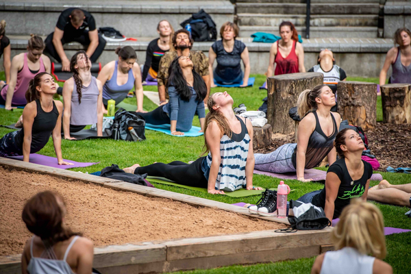 Outdoor yoga and brunch