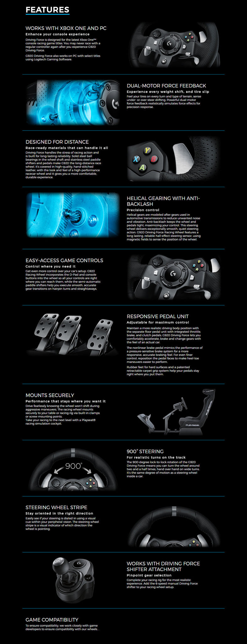 Logitech G920 Driving Force Racing Wheel and pedals for Xbox Series X