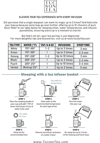 Tucson Tea Iced Tea making steeping instructions