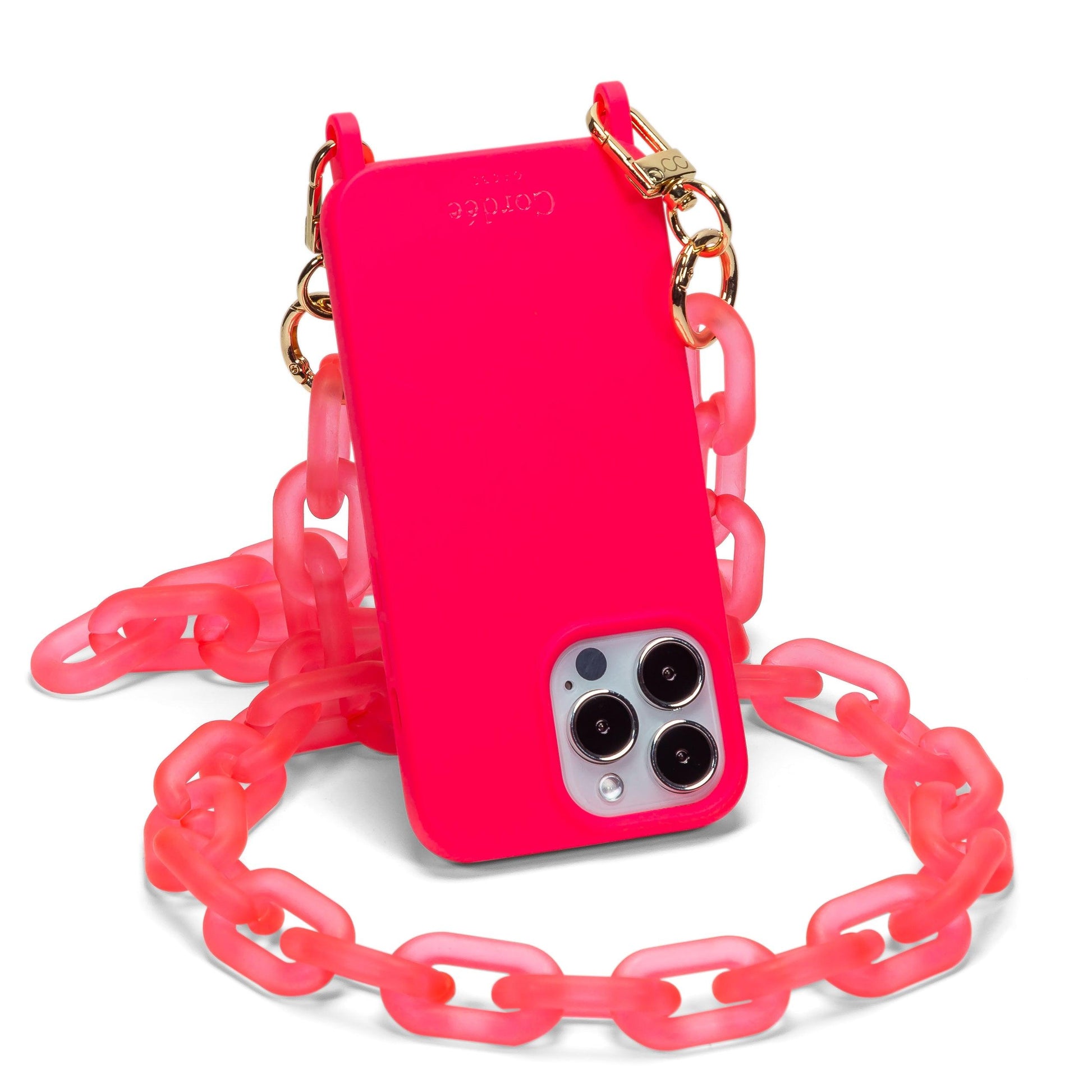 Crossbody Phone Chain Neon Pink on Neon Pink iPhone Case
