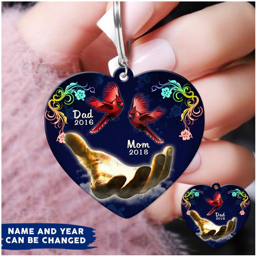 Memorial Dad & Mom Custom Name & The Year Acrylic Keychain - qianwill