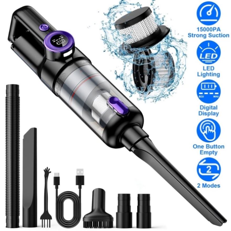 ZUN 3 In 1 Handheld Vacuum Cleaner Cordless Car Vacuum 15000PA Rechargeable Duster with 2 Modes 2 24705807