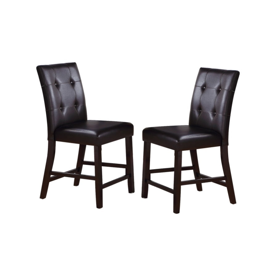 ZUN Leroux Upholstered Counter Height Chairs in Espresso Finish, Set of 2 SR011144