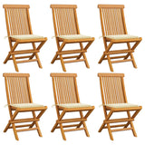 ZUN Patio Chairs with Cream Cushions 6 pcs Solid Teak Wood 3065592