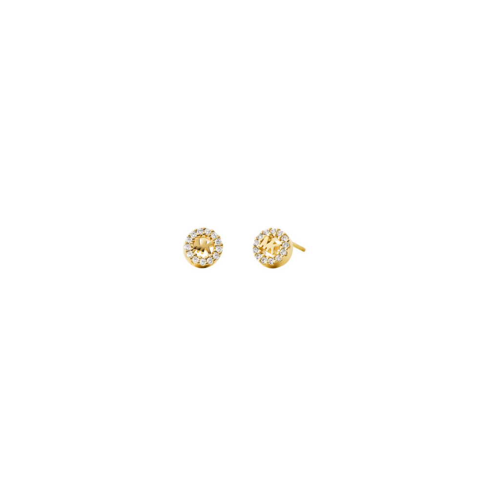 Michael Kors Gold Plated Zirconia Logo Small Stud Earrings MKC1247AN71 -  Keanes Jewellers