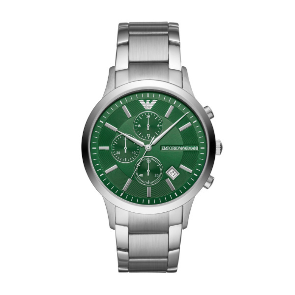 Emporio Armani Renato Green Dial Chronograph Watch - Keanes Jewellers