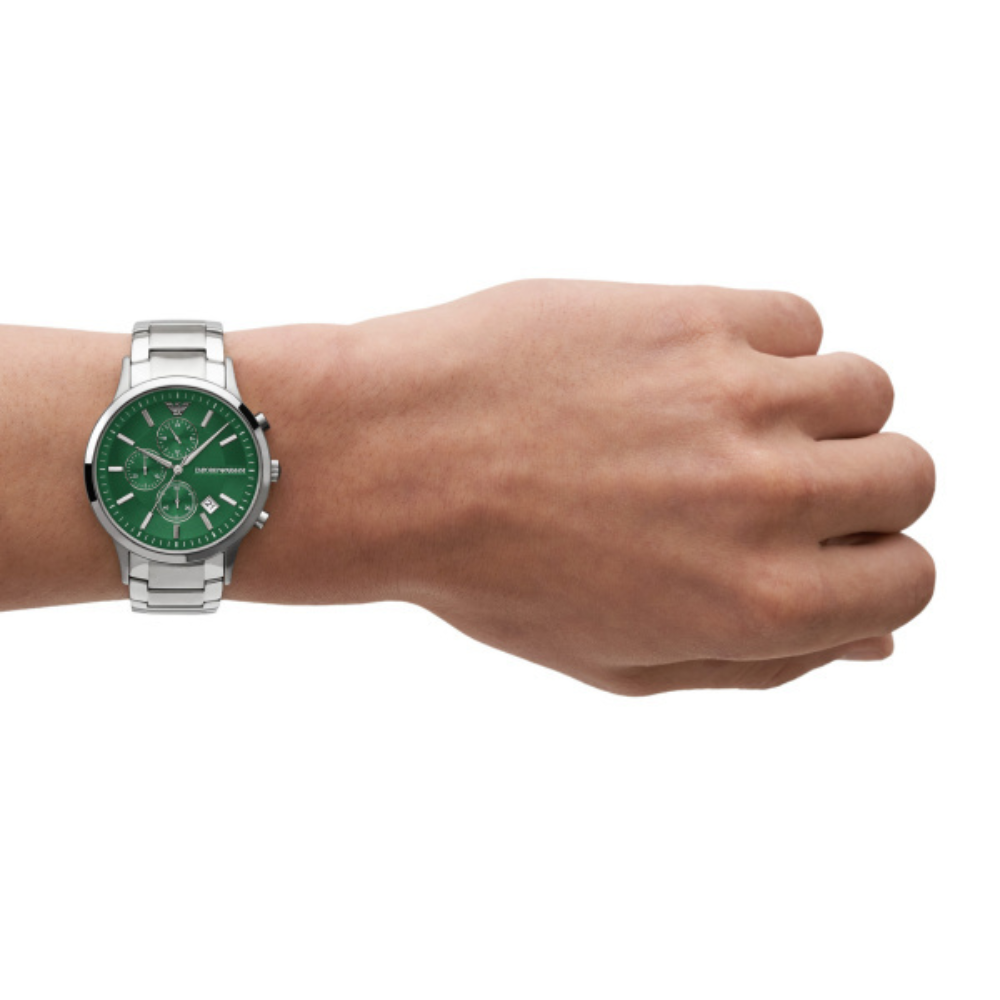 Emporio Armani Renato Green Dial Chronograph Watch - Keanes Jewellers