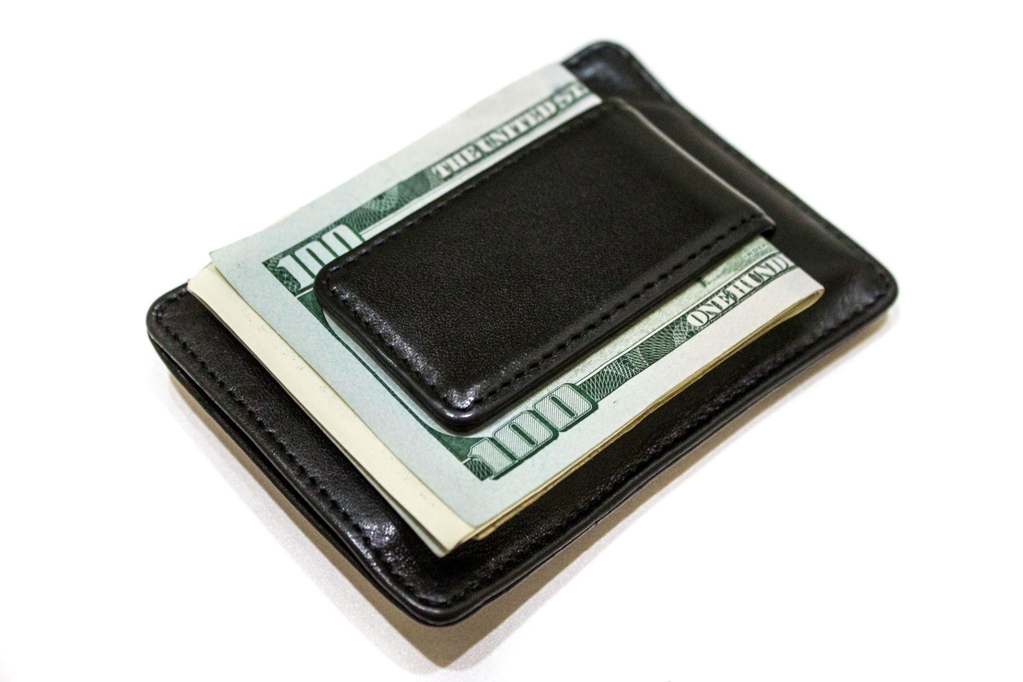 leather wallet with money clip