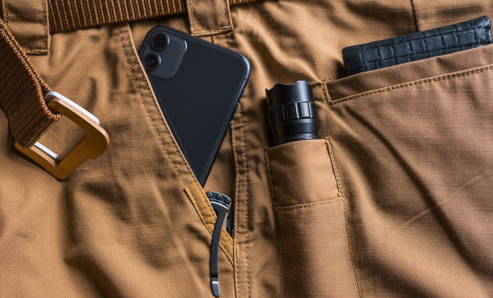 edc pant with iphone and wallet