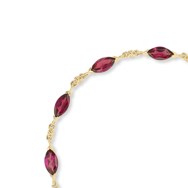 9ct Yellow Gold Marquise Cut Rhodolite Garnet Bracelet