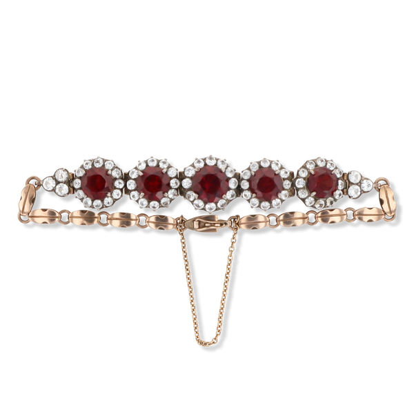 Vintage Garnet & Paste Cluster Bracelet