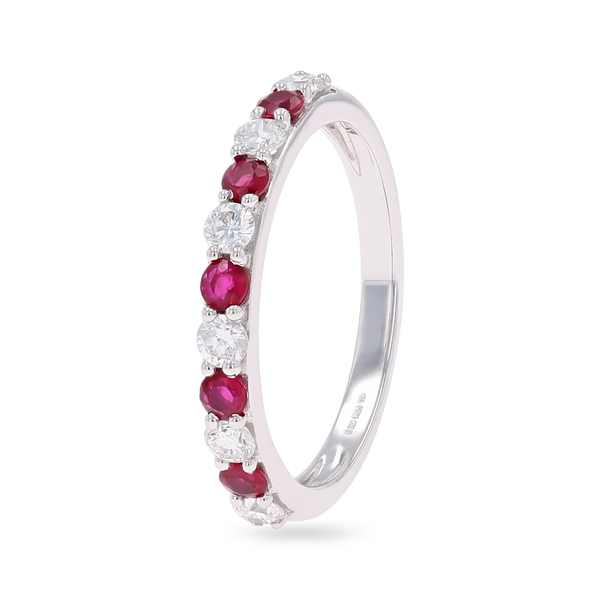 18ct White Gold Ruby & 0.41cts Diamond Claw Set Eternity Ring