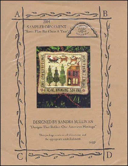 2004 Sampler Ornament: Santa Flies But Once A Year Cross Stitch Pattern
