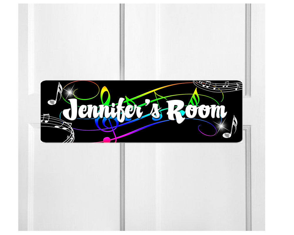 Personalized Kids Room Door Sign Music Notes Bedroom Door Sign Room Plaque