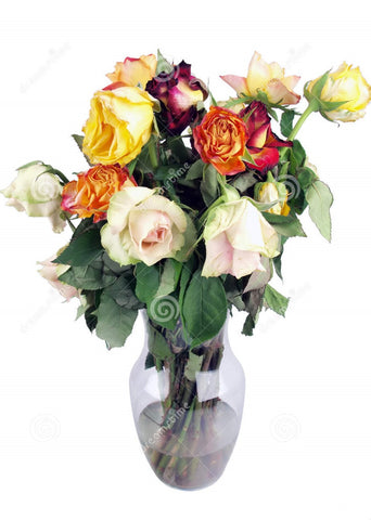 wilted flowers in an arrangement