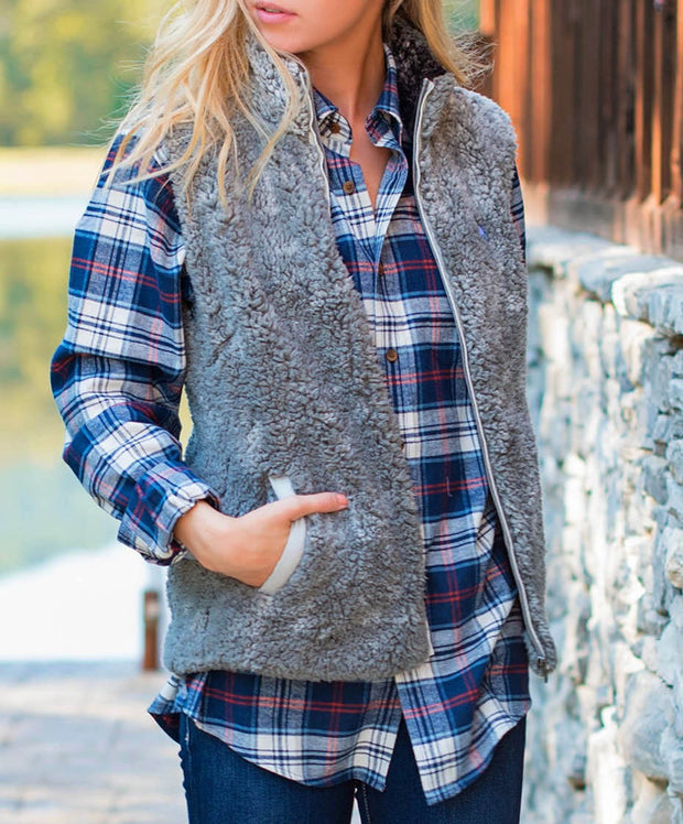 heathered sherpa pullover