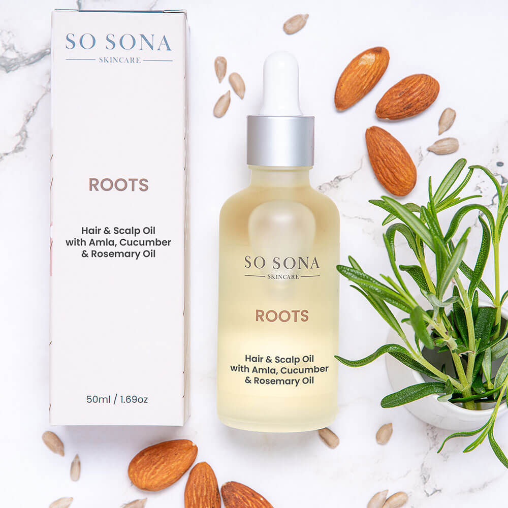 Roots hair growth oil with rosemary oil