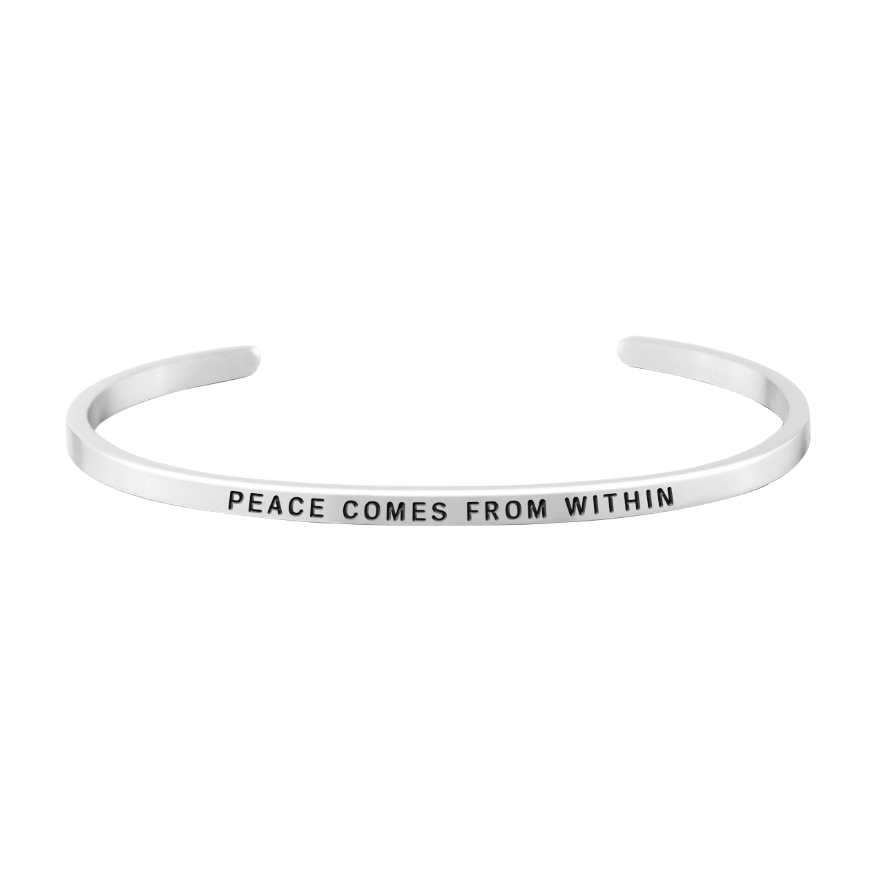 925 Sterling Silver Personalized Peace Series Engraved Cuff 6”-7.5” - onlyone