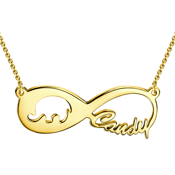 925 Sterling Silver Infinity Elephant Name Necklace Nameplate Necklace - onlyone