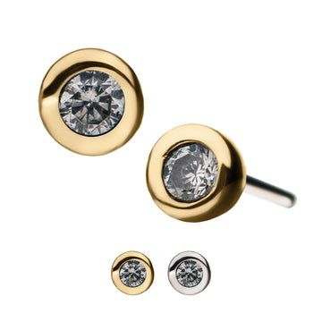 14kt Gold Prong Clear CZ Butterfly Back Stud Earrings –