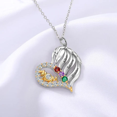  Birthstone & Engraved S925 silver Necklace