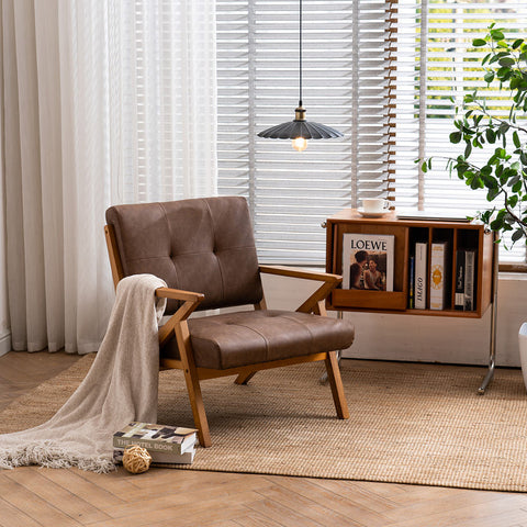 solid retro brown suede chair