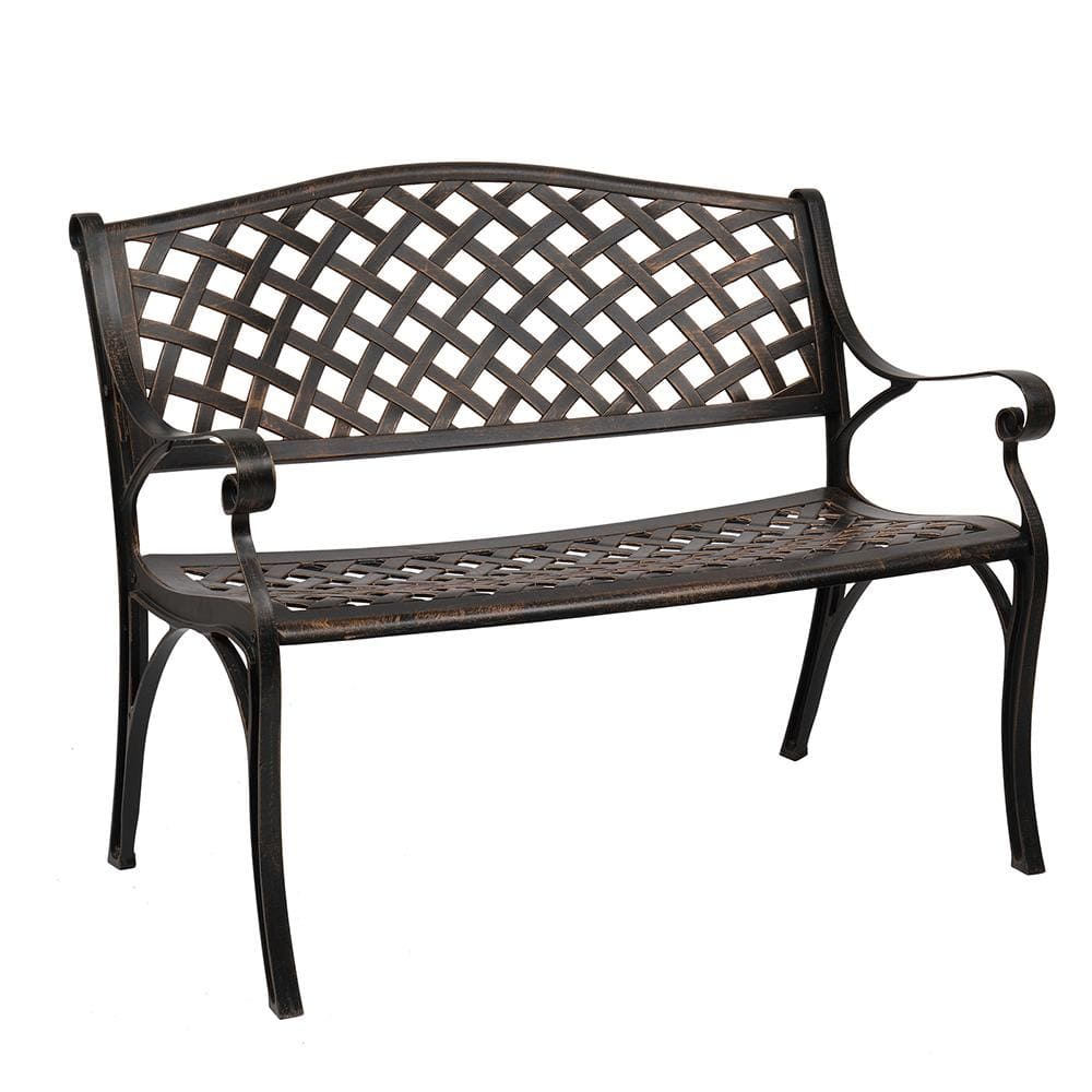 white cast aluminum bench