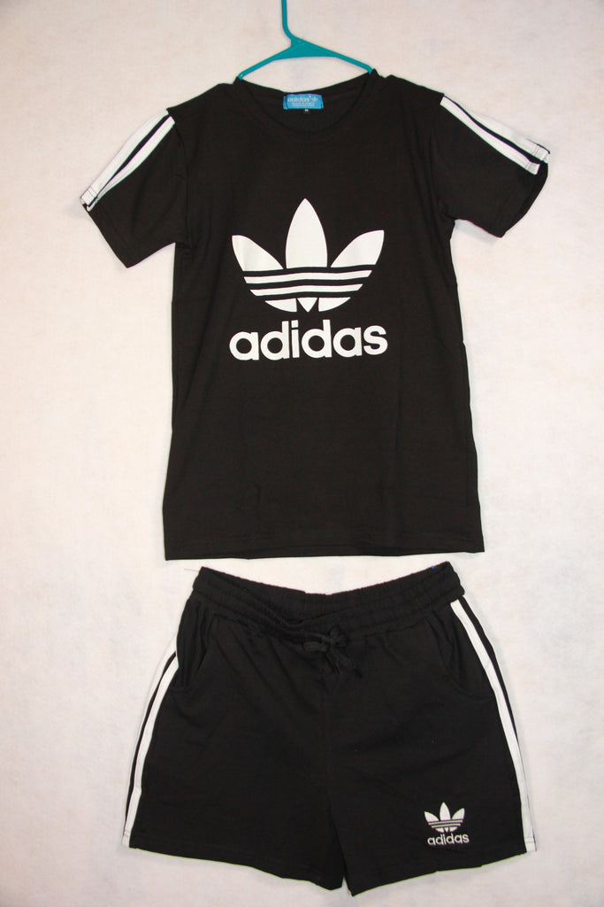 adidas shorts and t shirt set womens