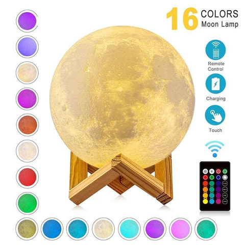 Realistic Moon Light in a cozy bedroom, illustrating the lamp's soothing effect, ideal for a peaceful sleep environment and enhancing room aesthetics.