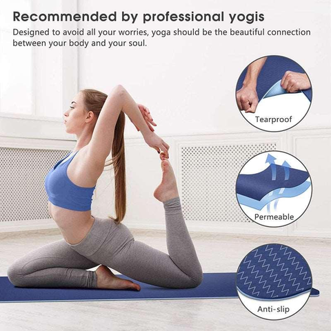 Side view of the Cloud Discoveries Non-Slip Exercise Mat, emphasizing the dual-layered structure that provides extra cushioning and support, ideal for both dynamic and gentle yoga sessions.