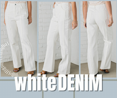 Wide Leg Jeans White Denim