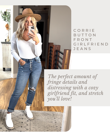 Corrie Button Front Girlfriend Jeans