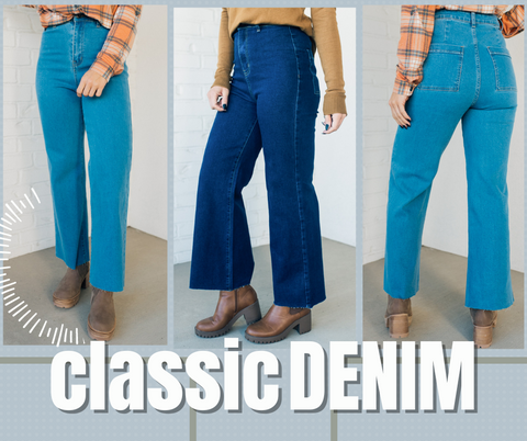 Wide Leg Jeans Classic Denim
