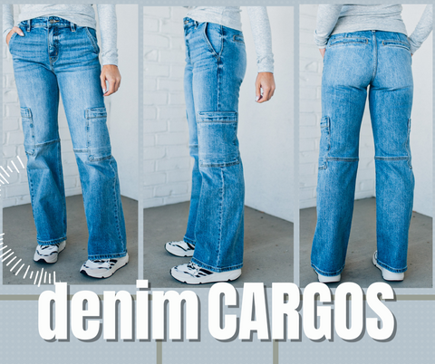 Wide Leg Jeans Cargo Denim