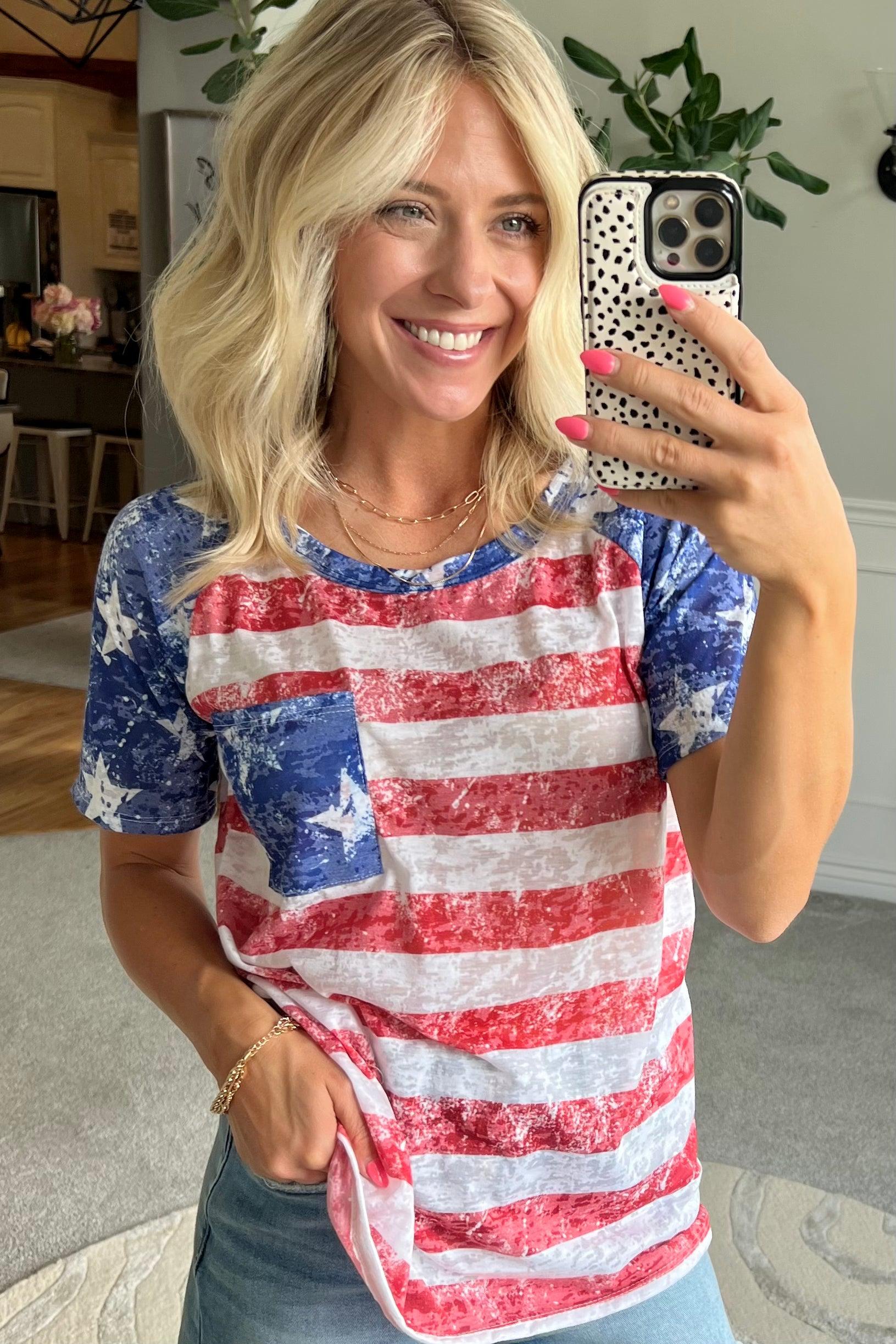 Burnout Americana V-Neck Tee – RubyClaire Boutique