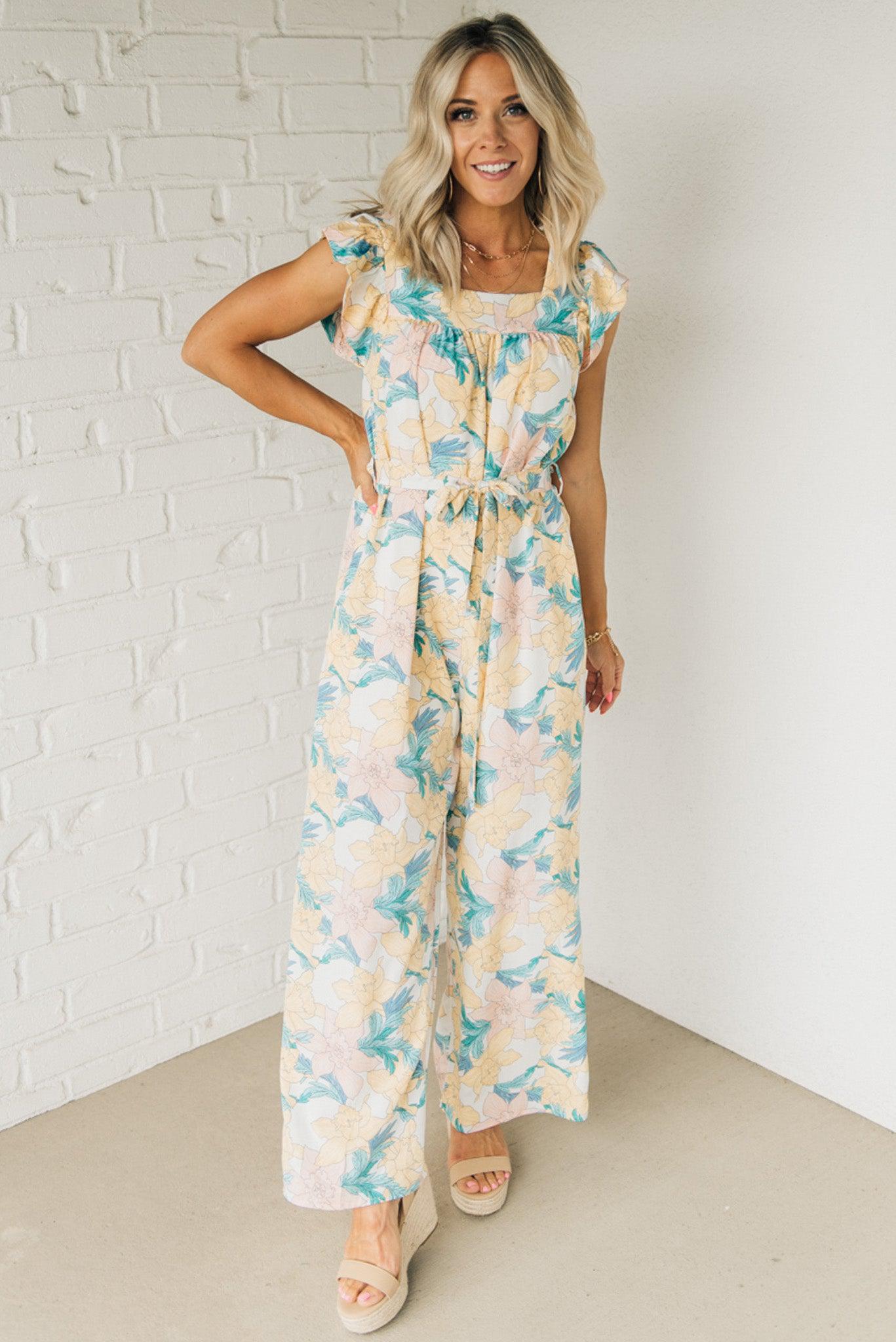 Slow Burn Tie Waist Jumpsuit – RubyClaire Boutique