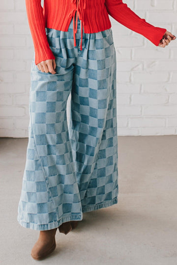 Charly Check Wide Leg Jeans