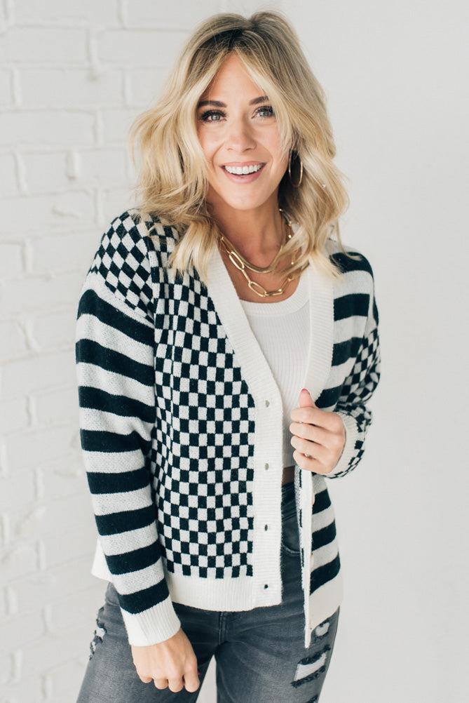 Cruel Girl Women's Southwestern Print Stripe Shag Duster Cardigan