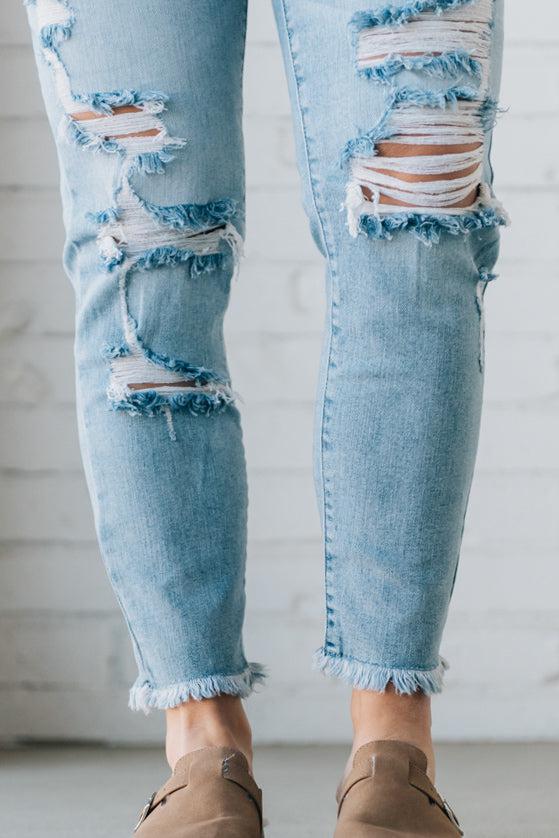 Distressed Ankle Skinny Jeans - Boutique 23