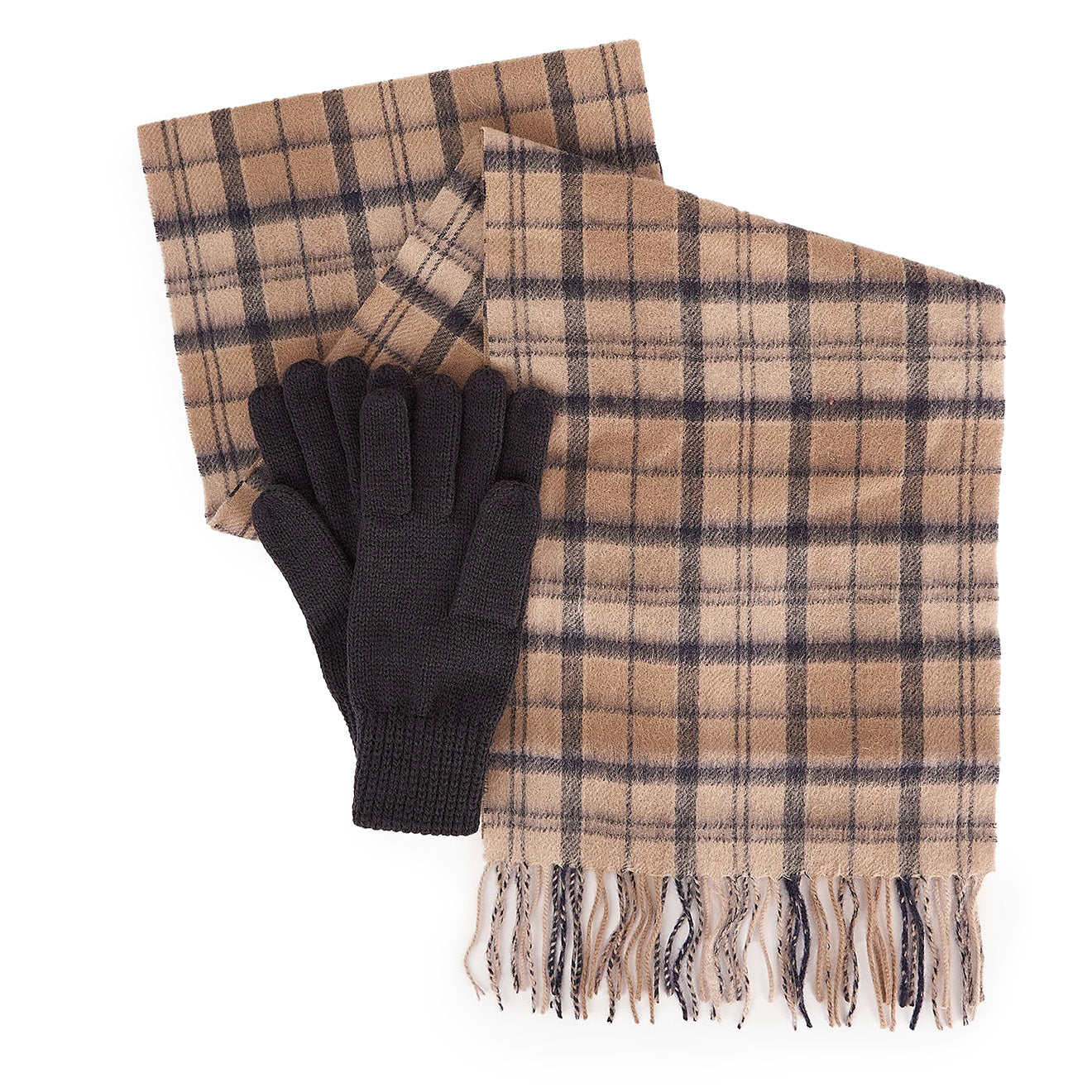 Barbour Wool Tartan Scarf & Glove Gift Set Trench