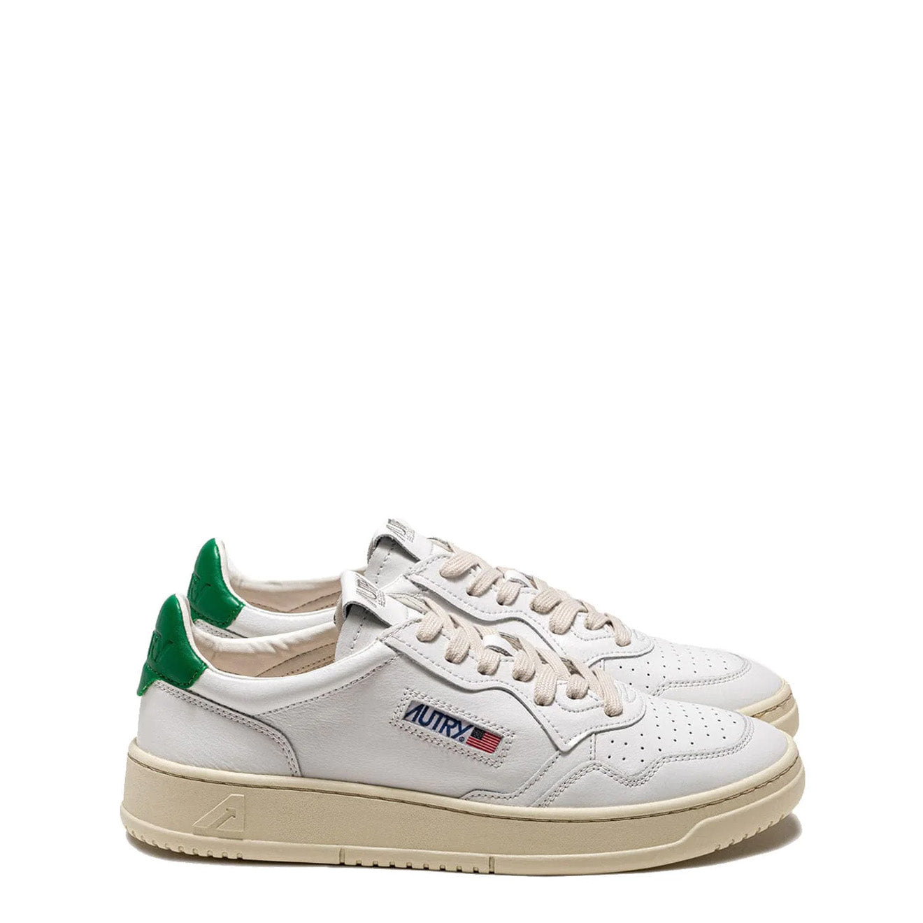 Autry Womens Medalist Low Leather Trainers White / Green