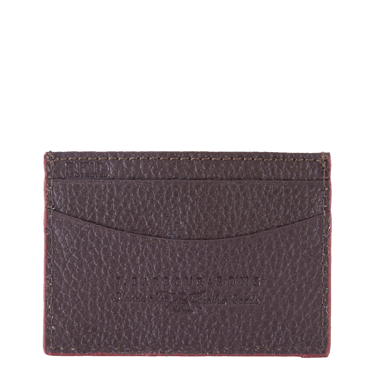 Barbour Grain Leather Card Holder Dk Brown