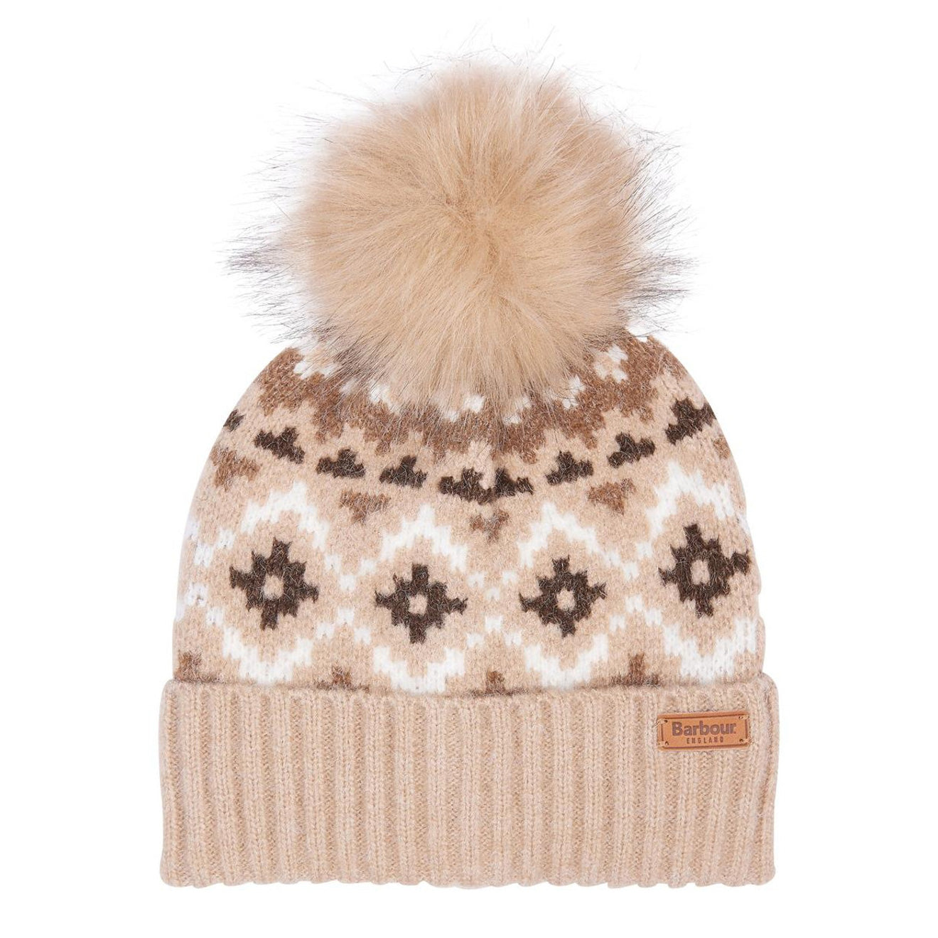 Barbour Womens Claudia Fair Isle Beanie Hat Rosewood